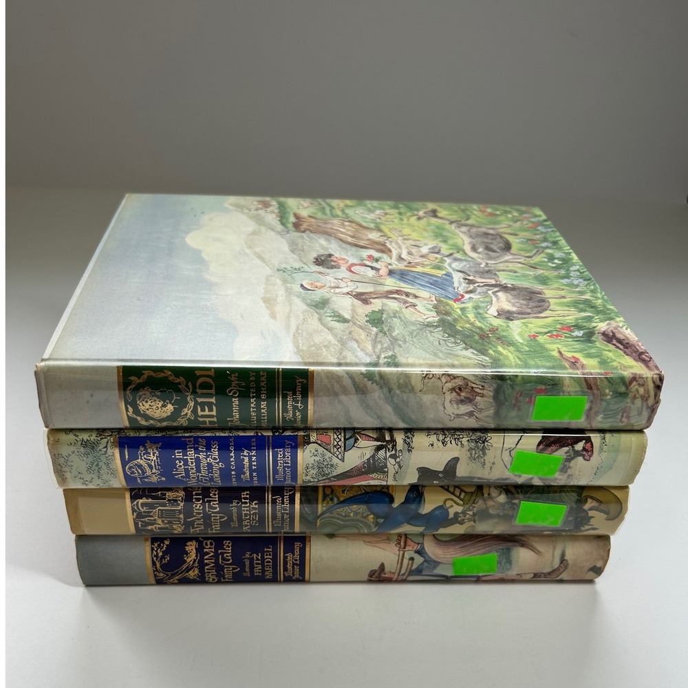 Vintage Illustrated Junior Library Book Set Heidi -  Alice in Wonderland 4 Books